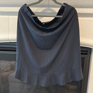 LOFT Navy Knee-Length Ruffled A-Line Skirt